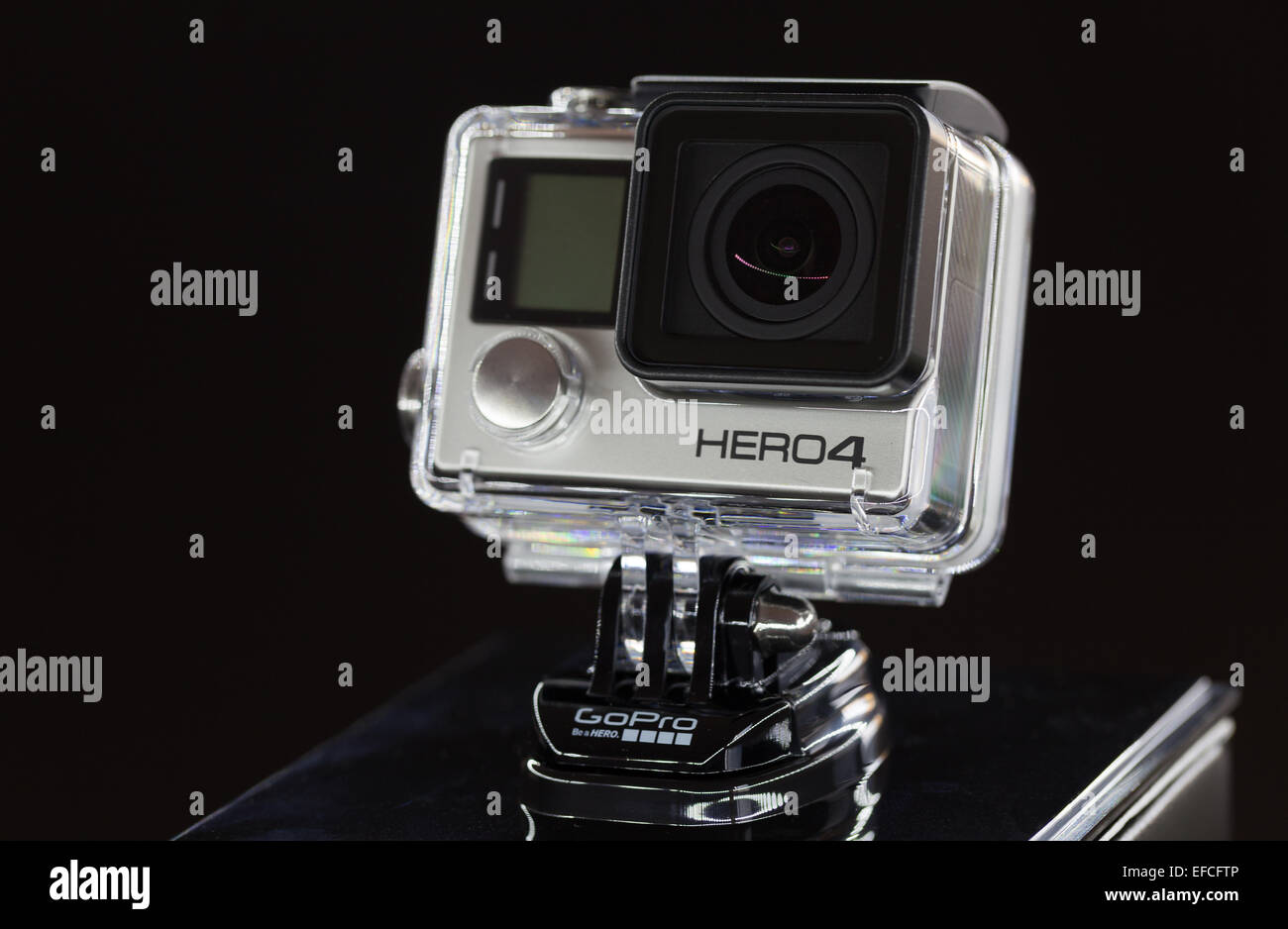 GoPro HERO4 Black Edition isolated on black background. GoPro is a brand of  action cameras Stock Photo - Alamy