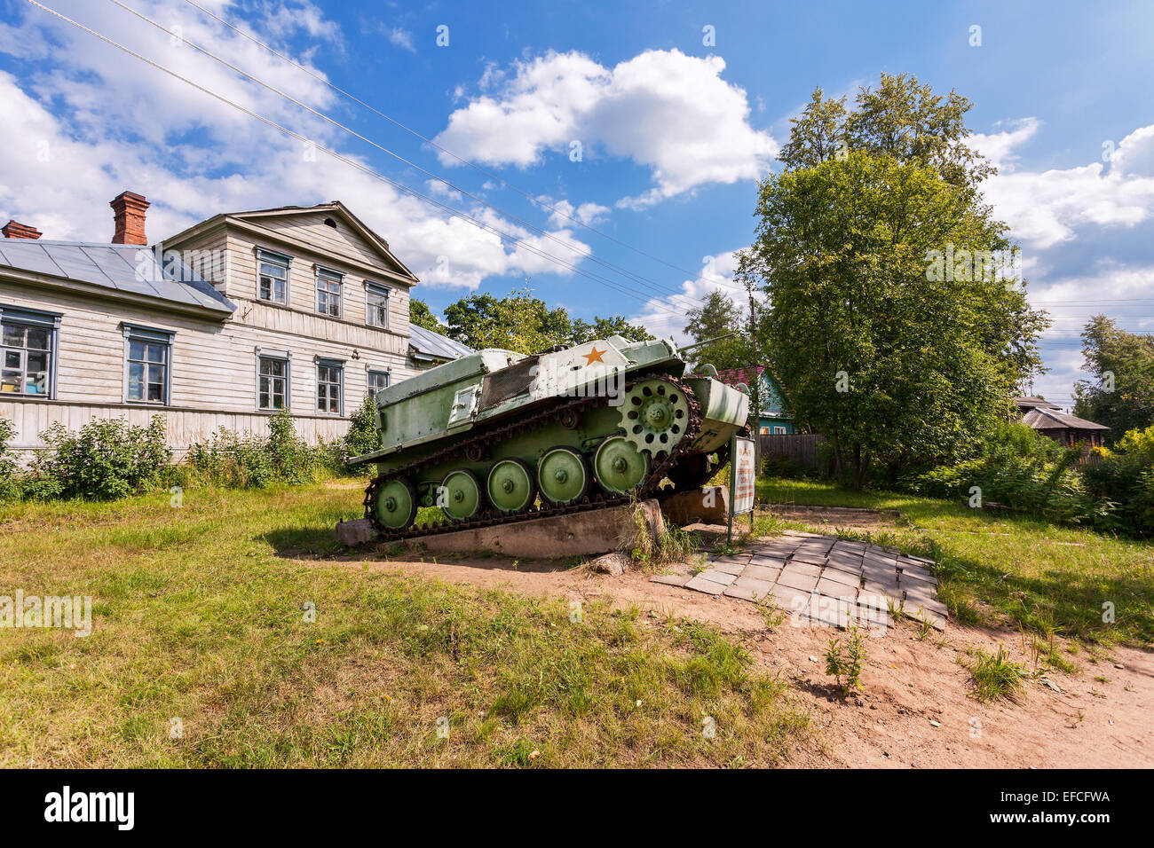 Soviet light semi armored tracked artillery tractor AT-P as monument ...
