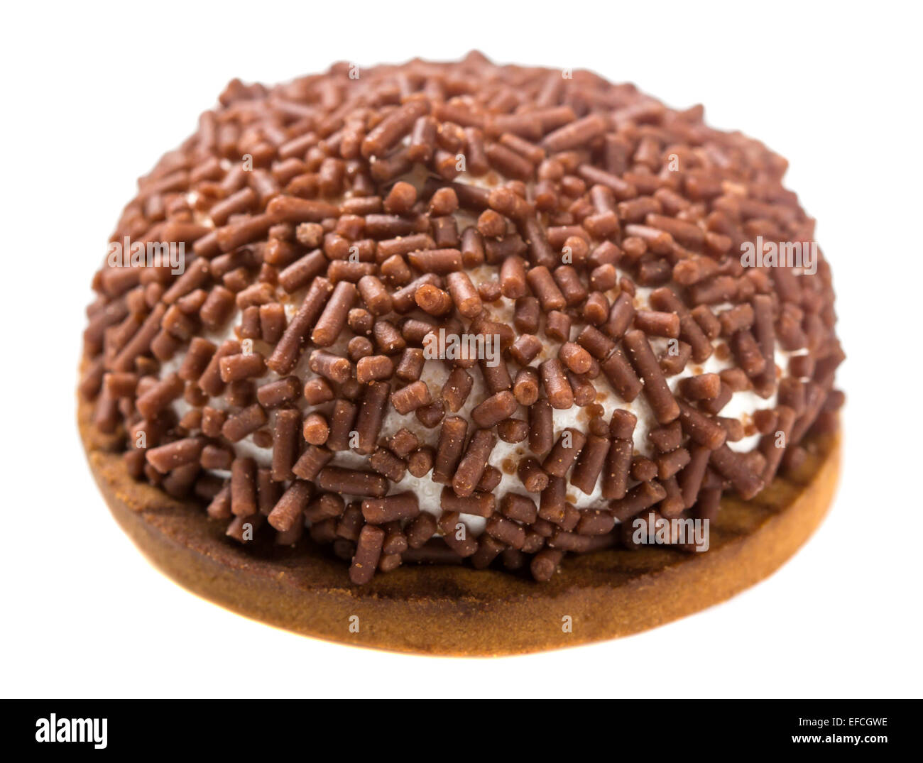 Marshmallow Cookie With Chocolate Sugar Sprinkles Isolated On White Stock Photo