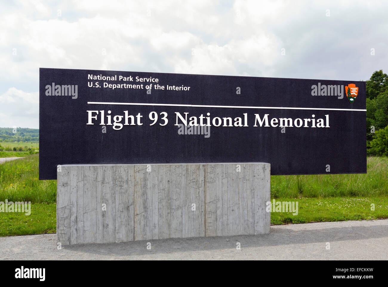 Sign at the entrance to the Flight 93 National Memorial, Stonycreek, near Shanksville, Somerset