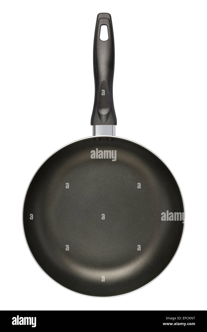 Empty Black Frying Pan isolated on white. Stock Photo