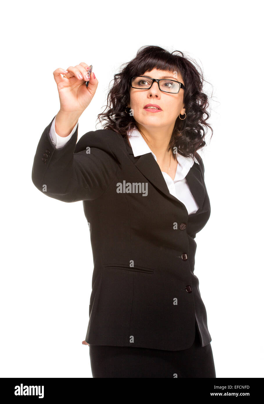 Cheerful senior business woman, isolated on white Stock Photo