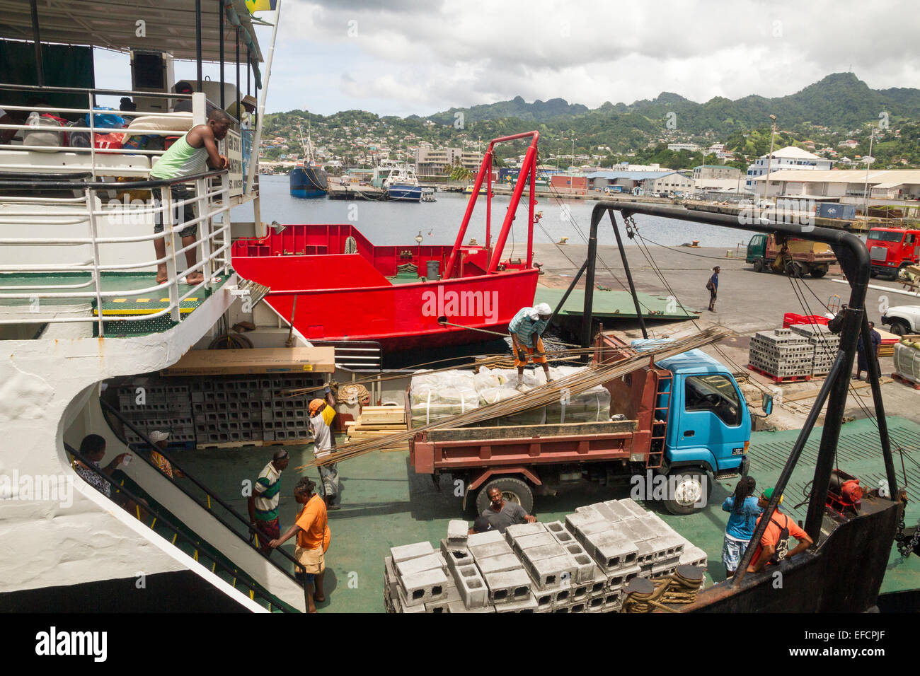 Port-of-Spain in port waiting for departure on the island of Tobago & Trinidad Stock Photo