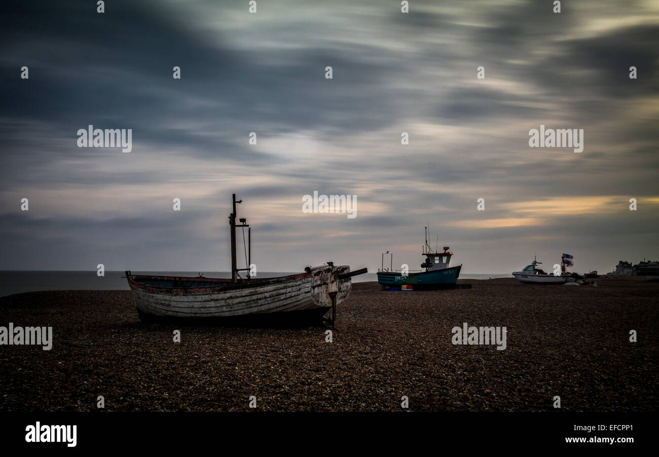 Boats on the beach, Aldeburgh, UK Stock Photo