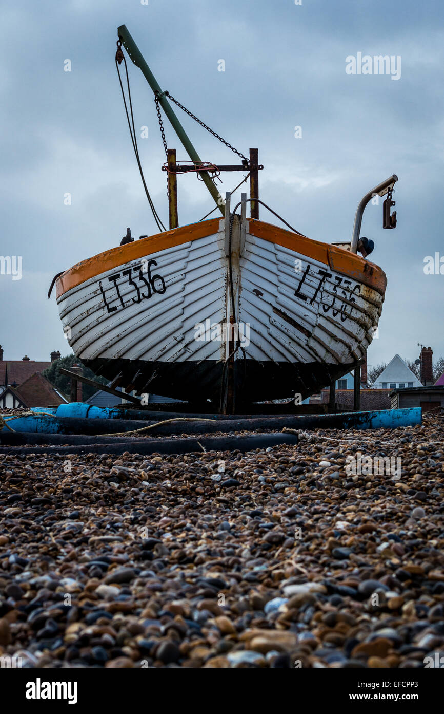 Fishing boat on the beach, Aldeburgh, UK Stock Photo