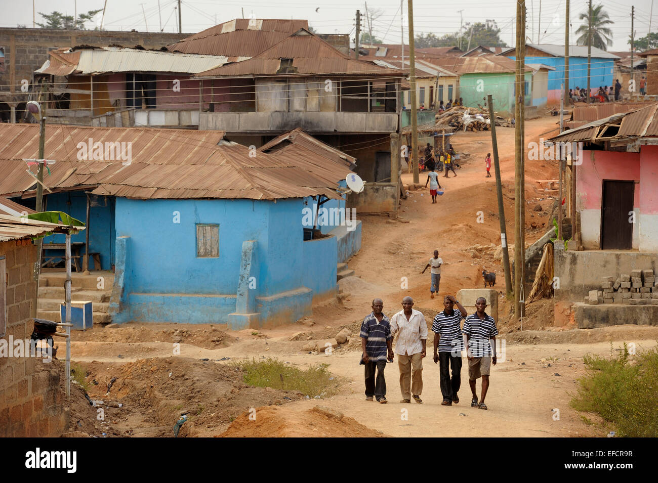 Street view of Esiam, Ghana, West Africa. Stock Photo