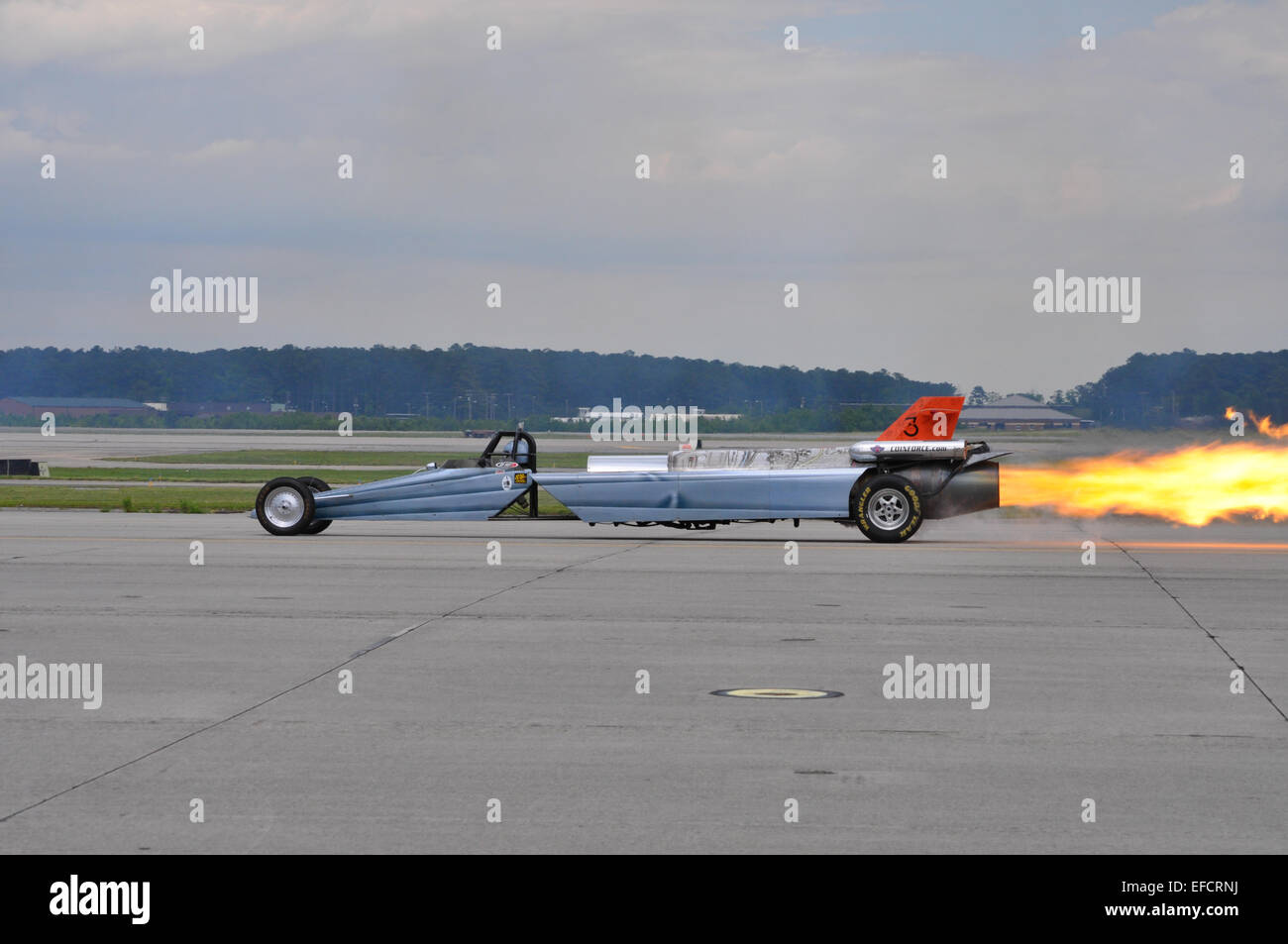 A Jet Dragster performing at the Cherry Point MCAS Airshow. Stock Photo