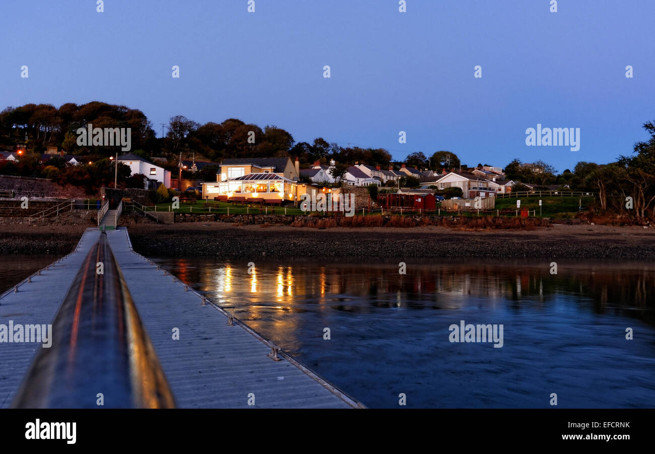 The tidal Cleddau estuary opposite Pembroke, Wales is bridged to the