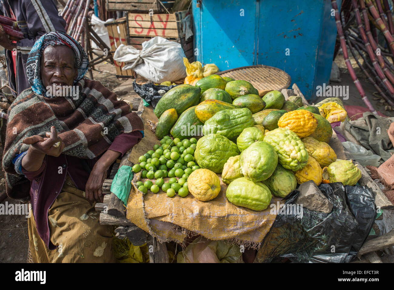 Dessie market near bus station in Northern Ethiopia, Africa Stock Photo