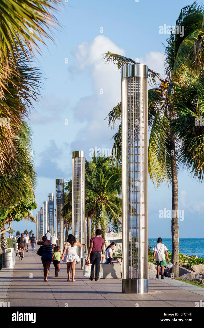Miami Beach Florida,South Pointe Park,Point,turtle light towers,FL141204005 Stock Photo