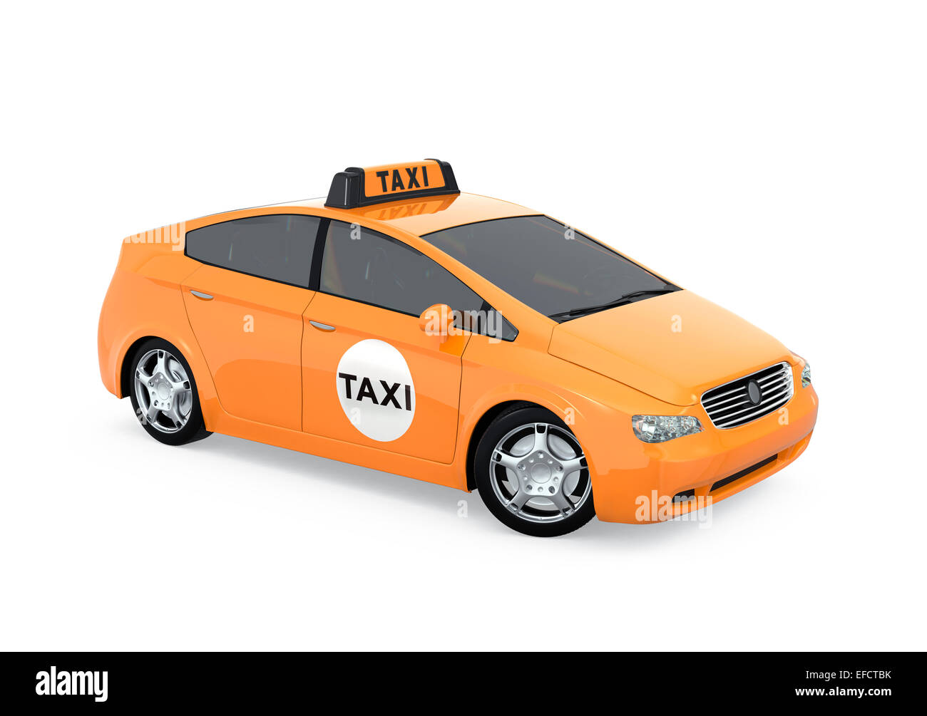 Yellow taxi isolated on white background Stock Photo