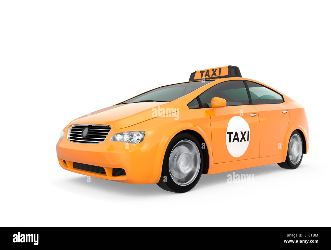 Yellow taxi isolated on white background Stock Photo