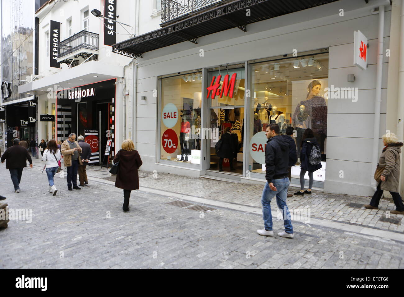 A high street store in Ermou Street, one of the most expensive streets ...