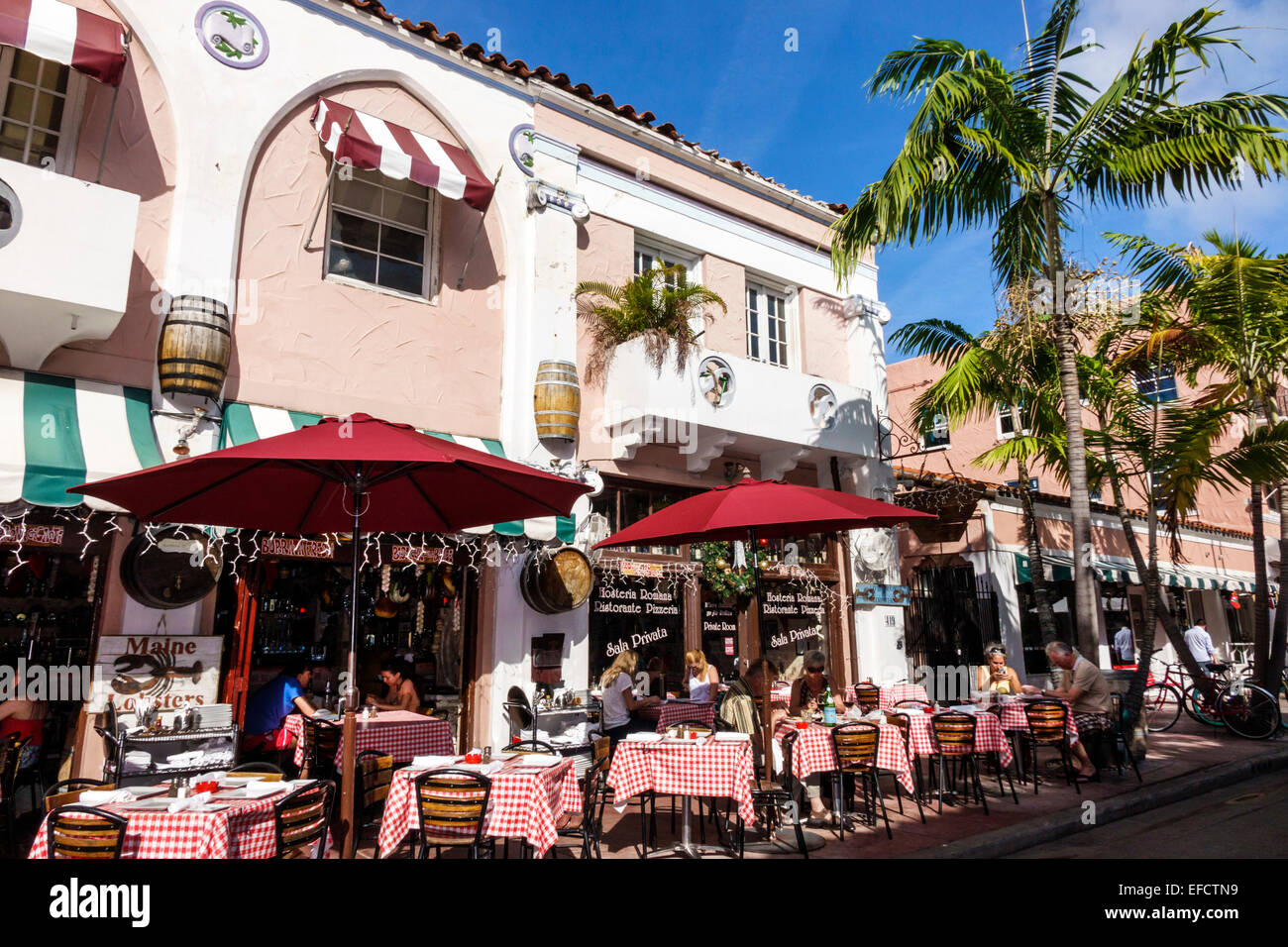 Miami Beach Florida,Espanola Way,Spanish style architecture,building,Hosteria Romana Ristorante