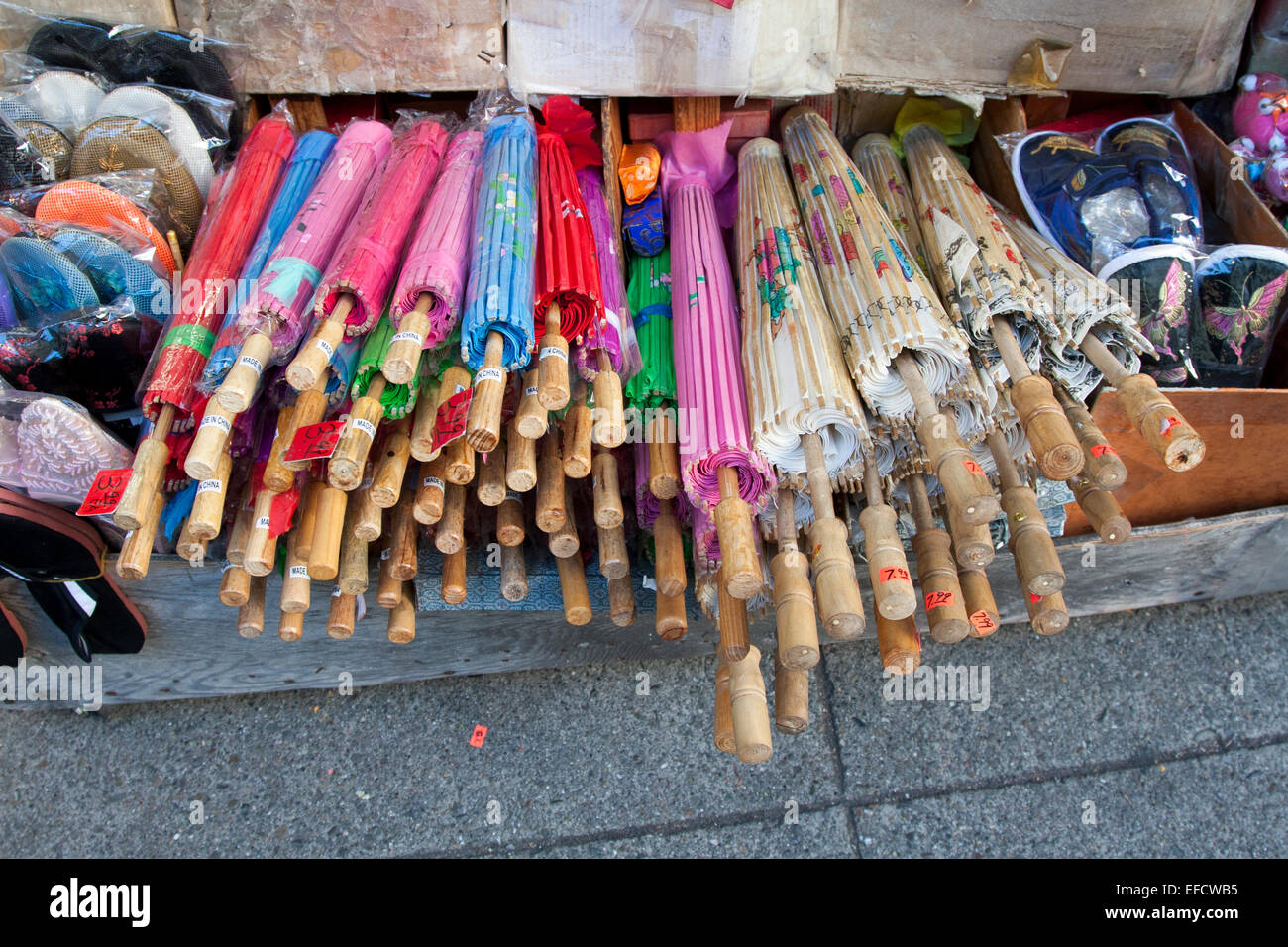 A pile of paper umbrellas/parasols for sale in Chinatown, San Francisco,  California Stock Photo - Alamy