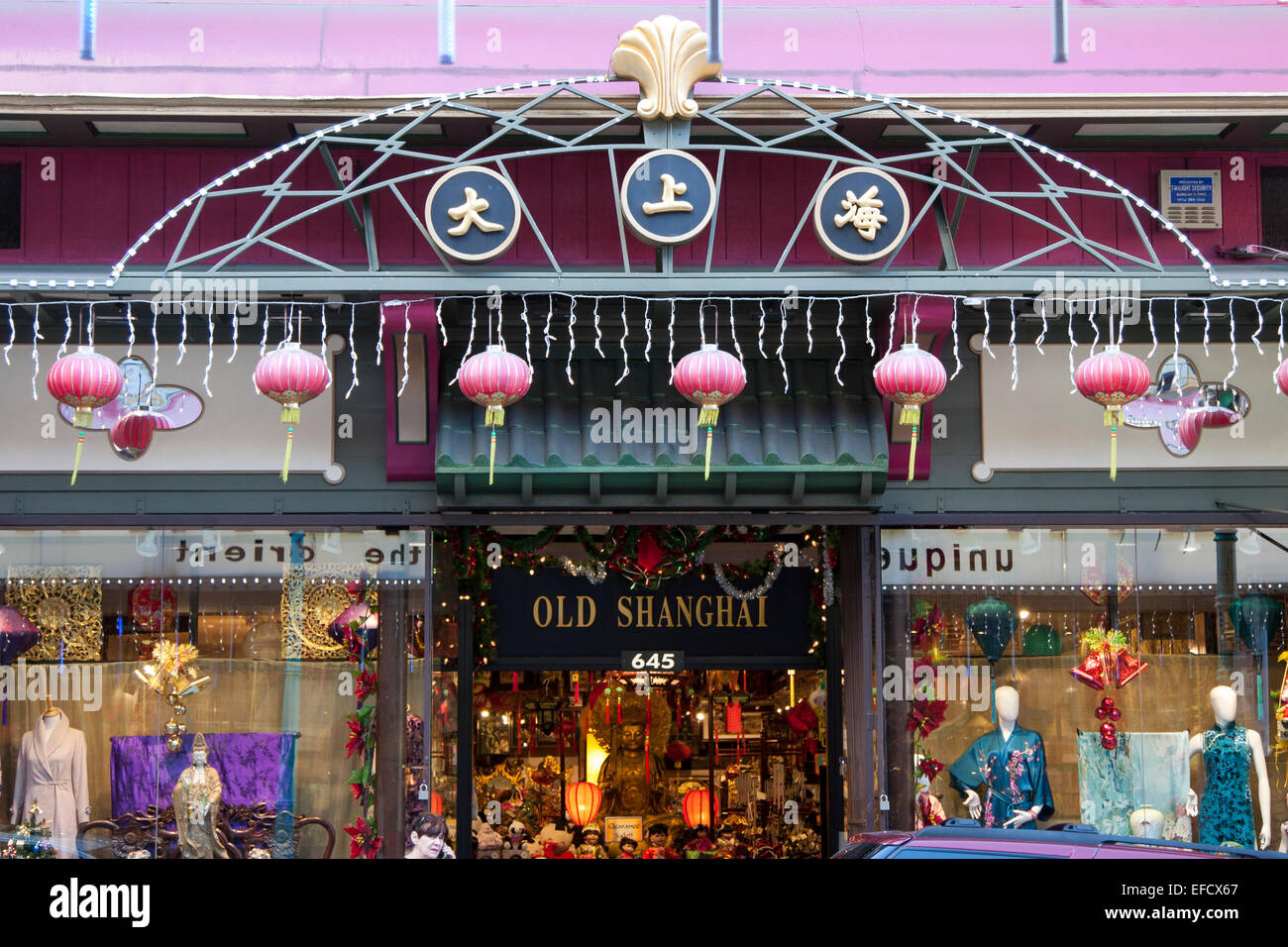 Old Shanghai storefront on Grant Avenue in Chinatown in San Francisco, California. Stock Photo