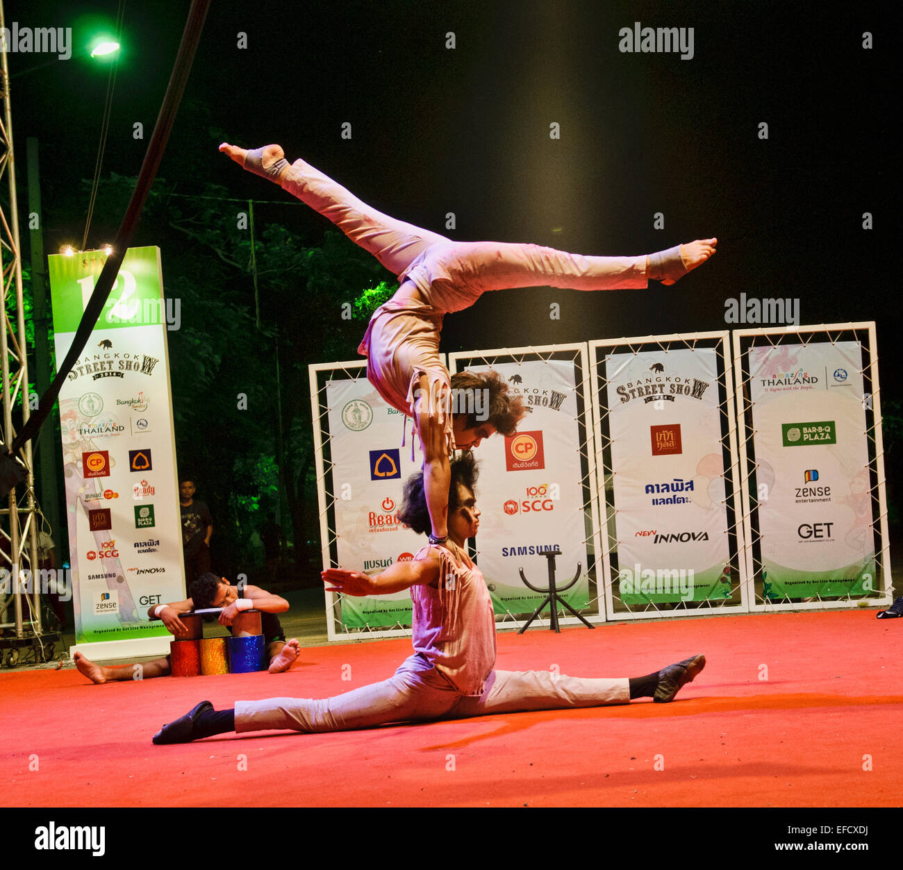 Phare Ponleu Selpak Cambodian circus troupe performing at the Street Show, Bangkok, Thailand Stock Photo