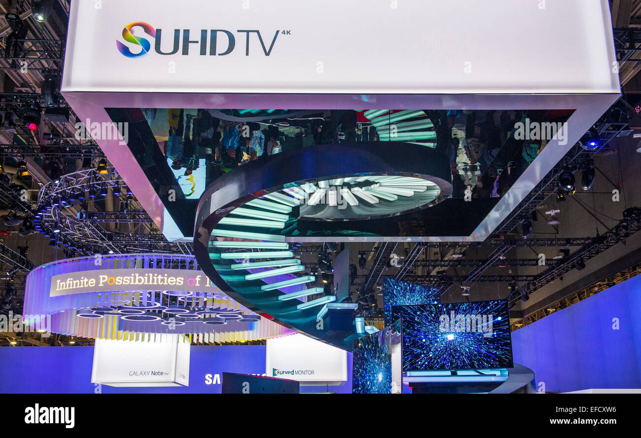 The Samsung booth at the CES show held in Las Vegas Stock Photo
