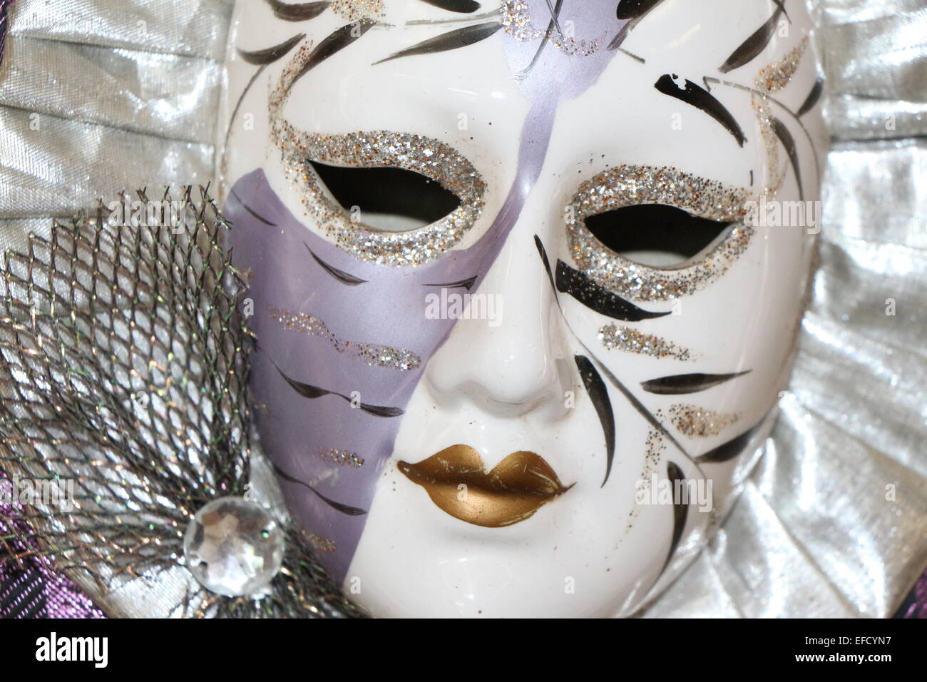the face of a masked preformer Stock Photo