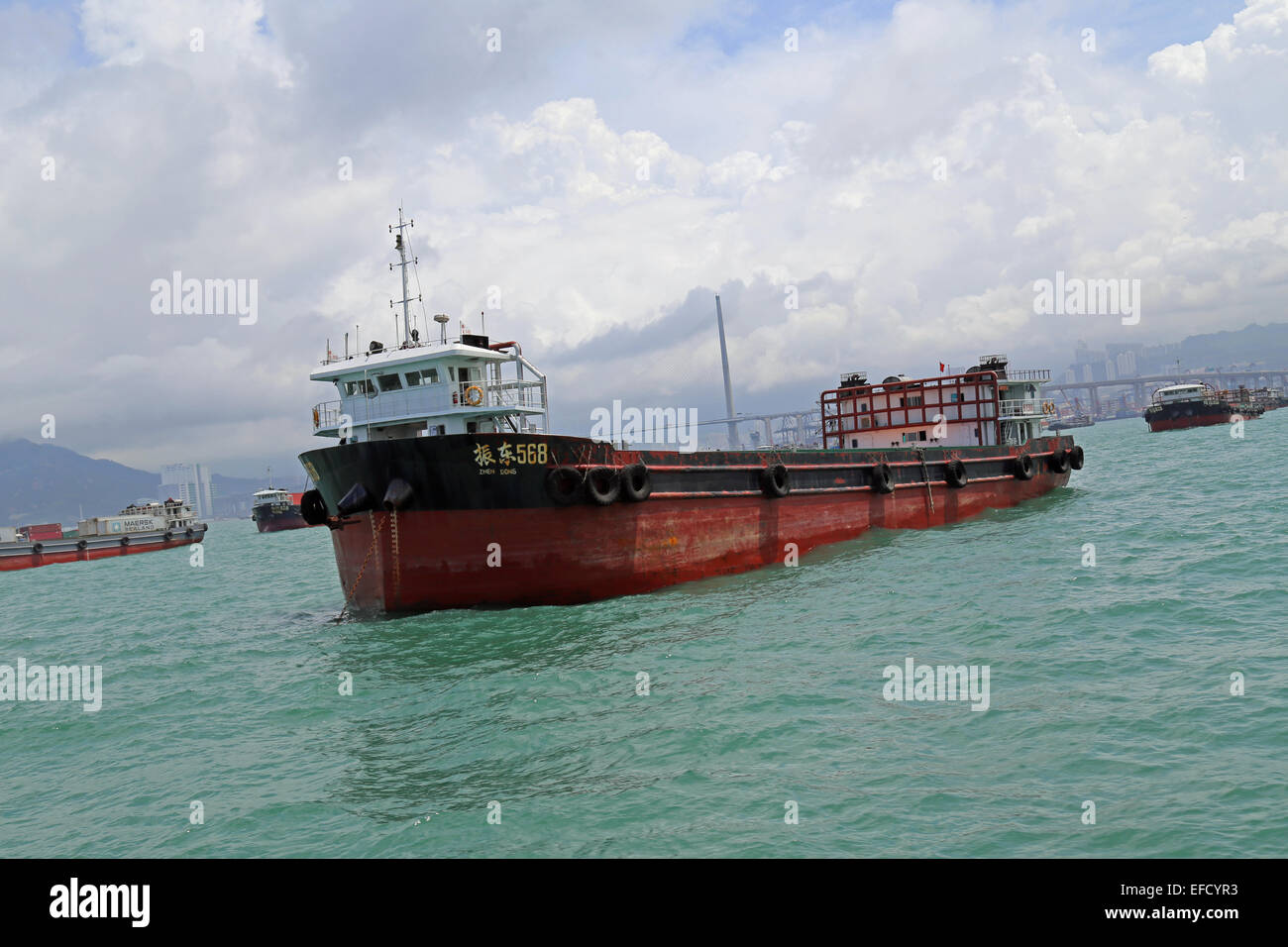 A Chinese Cargo Ship in Victoria Harbor, Hong Kong Stock Photo Alamy