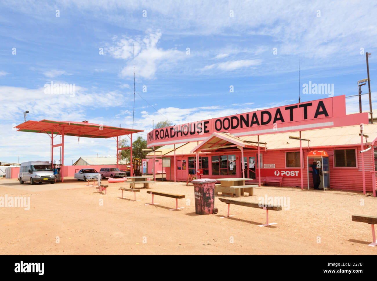 Pink Roadhouse, Oodnadatta, South Australia Stock Photo