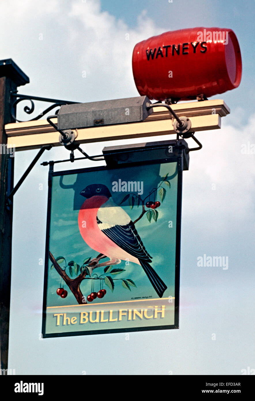 Old Pub Signs, The Bullfinch, Riverhead, Kent, Britain - 1960's Stock Photo