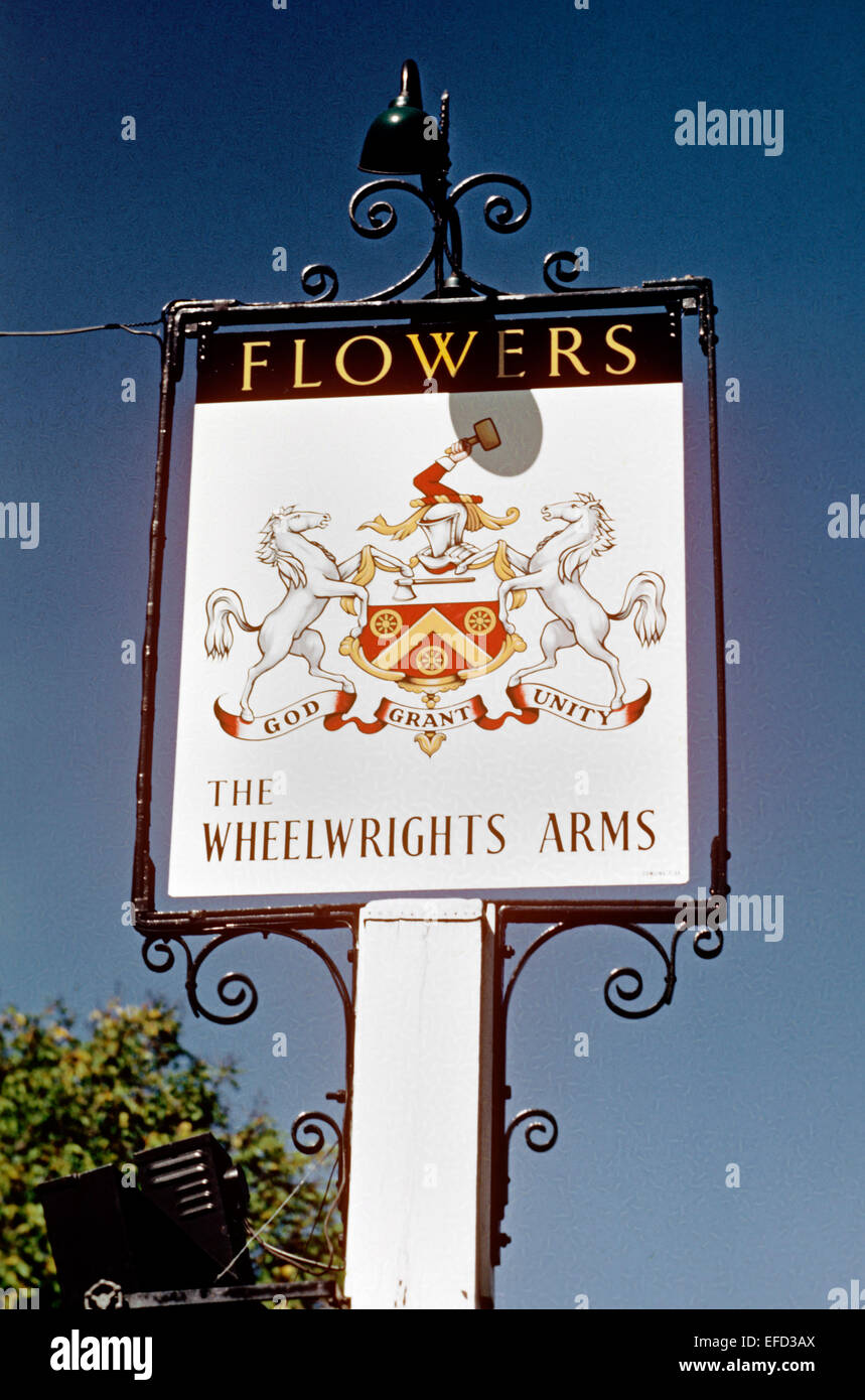 Old Pub Signs, The Wheelwrights Arms, Kippings Cross, Kent, Britain - 1960's Stock Photo