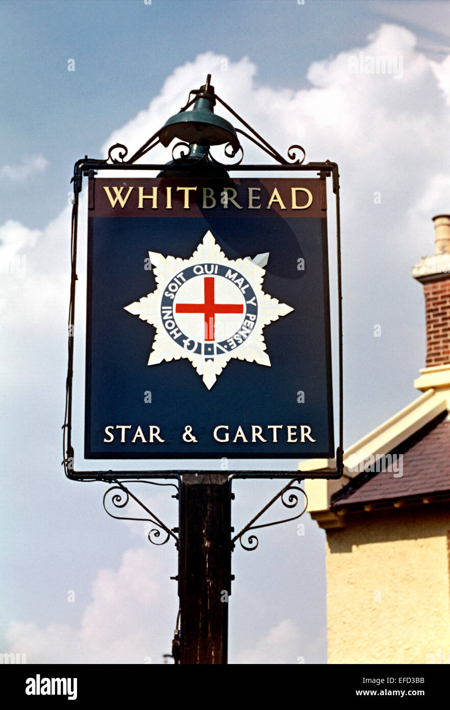 Old Pub Signs, Star & Garter, Tonbridge, Kent, Britain - 1960s Stock Photo