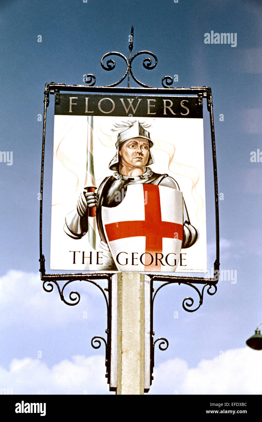 Pub Signs, The George, Tunbridge Wells, Kent, Britain - 1960's Stock Photo