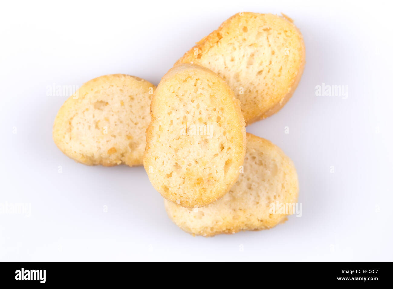 White bread croutons with salt on a white background Stock Photo Alamy