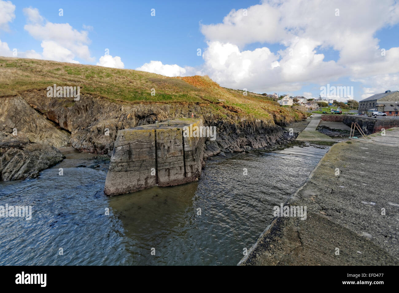 The harbour at Porth Gain, Pembrokeshire at low tide Stock Photo