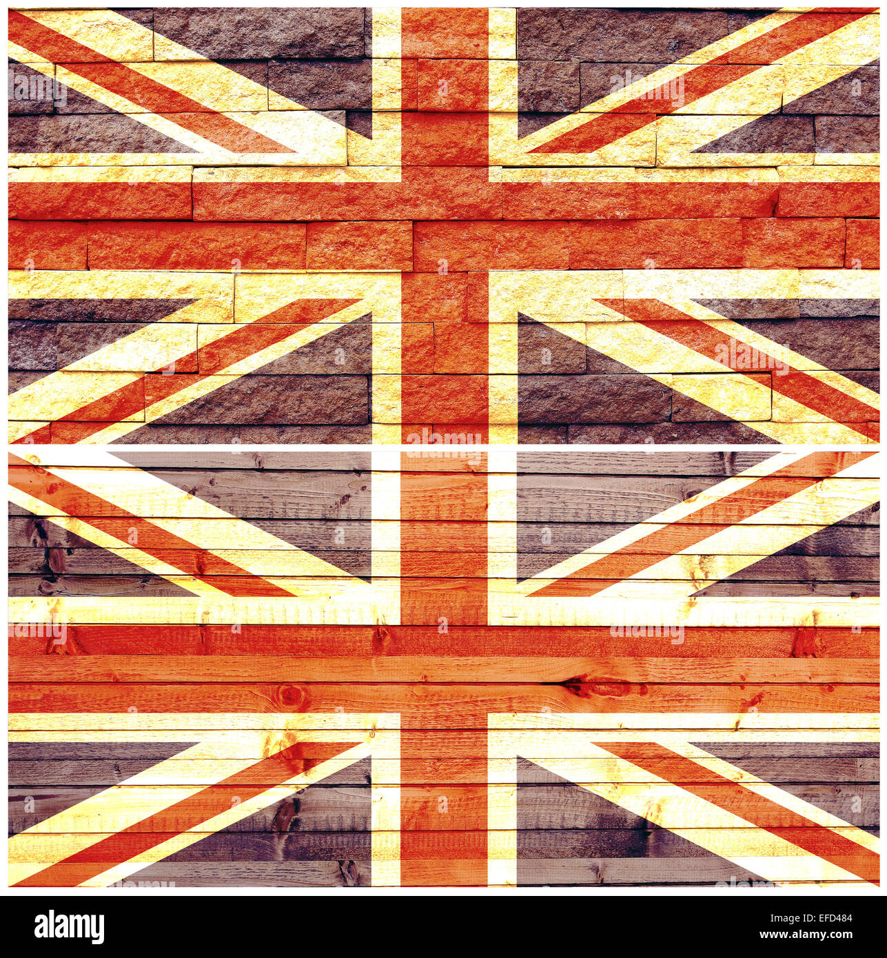 Vintage wall flag of United Kingdom collage Stock Photo - Alamy