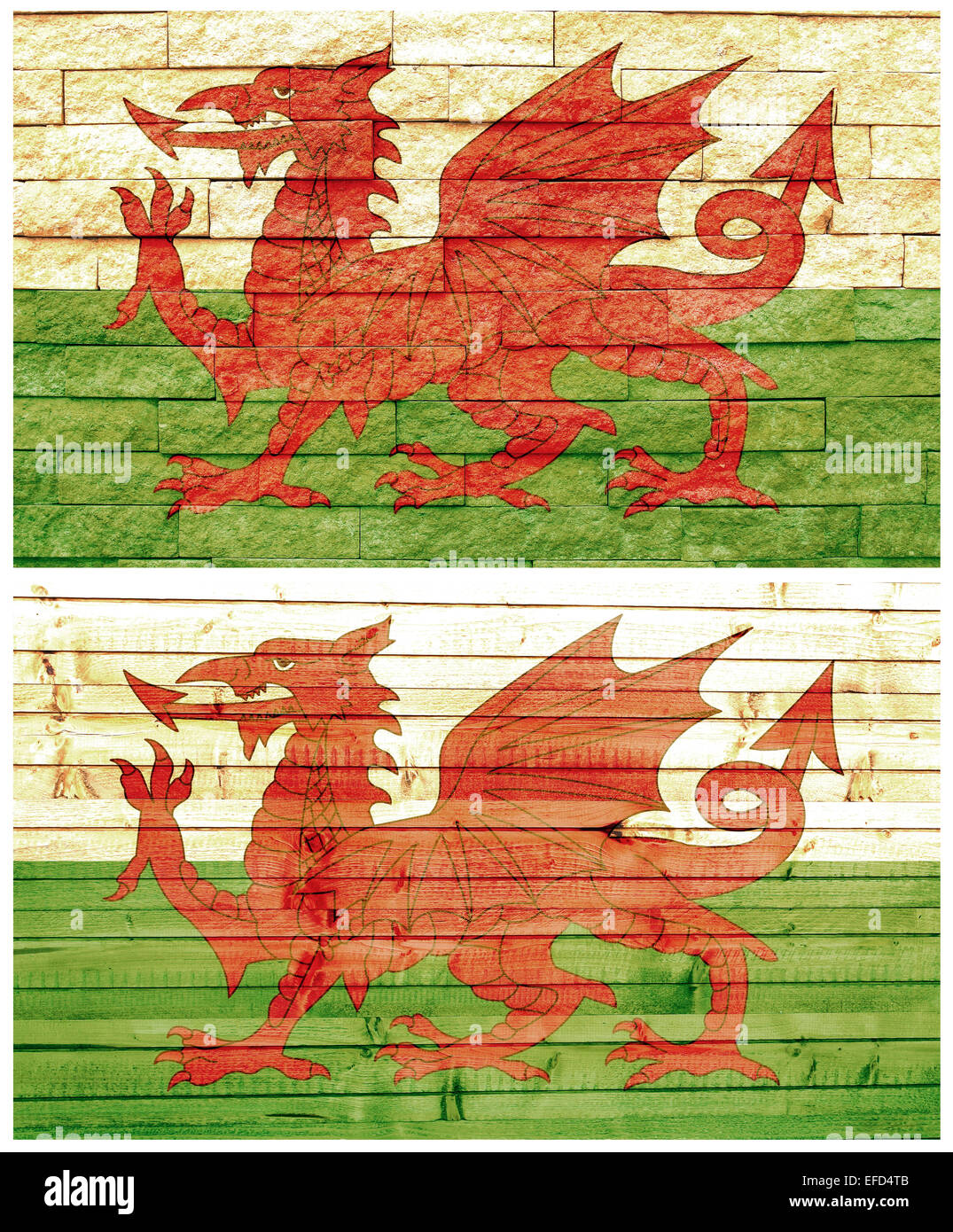 Vintage wall flag of Wales Stock Photo