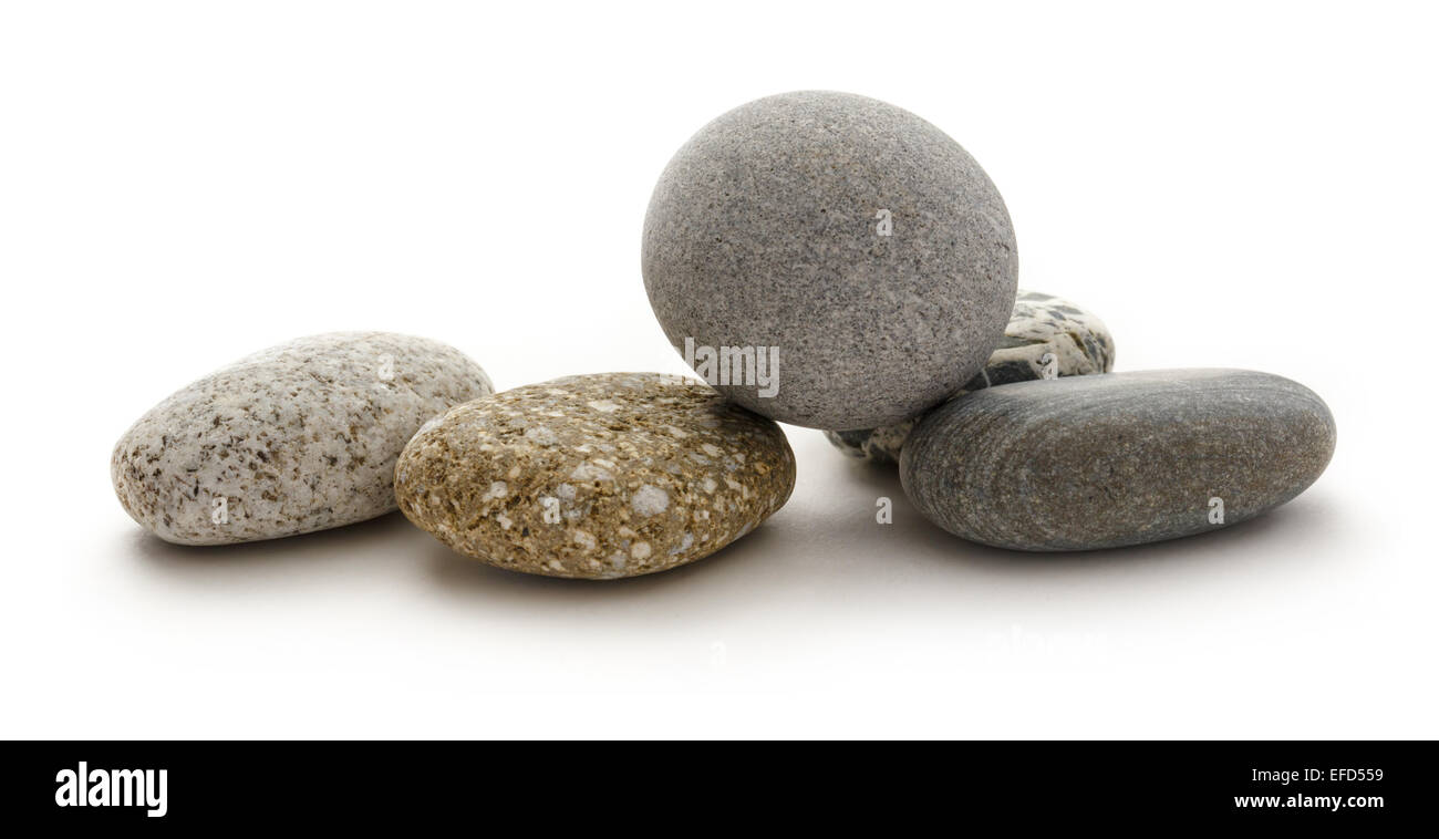 Set of sea stones on white background Stock Photo