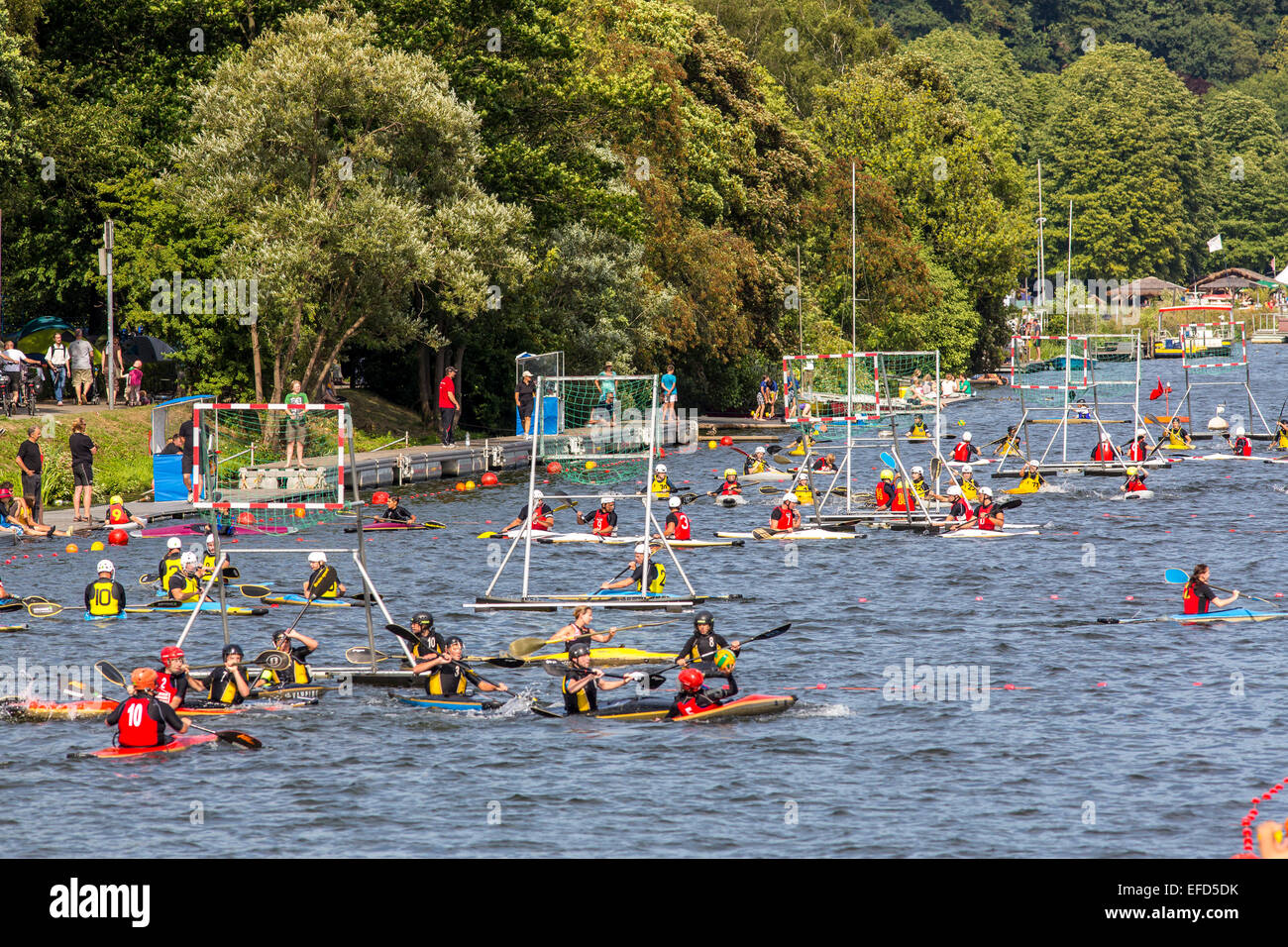 Biggest canoe polo tournament at "Baldeneysee" lake, river Ruhr, in