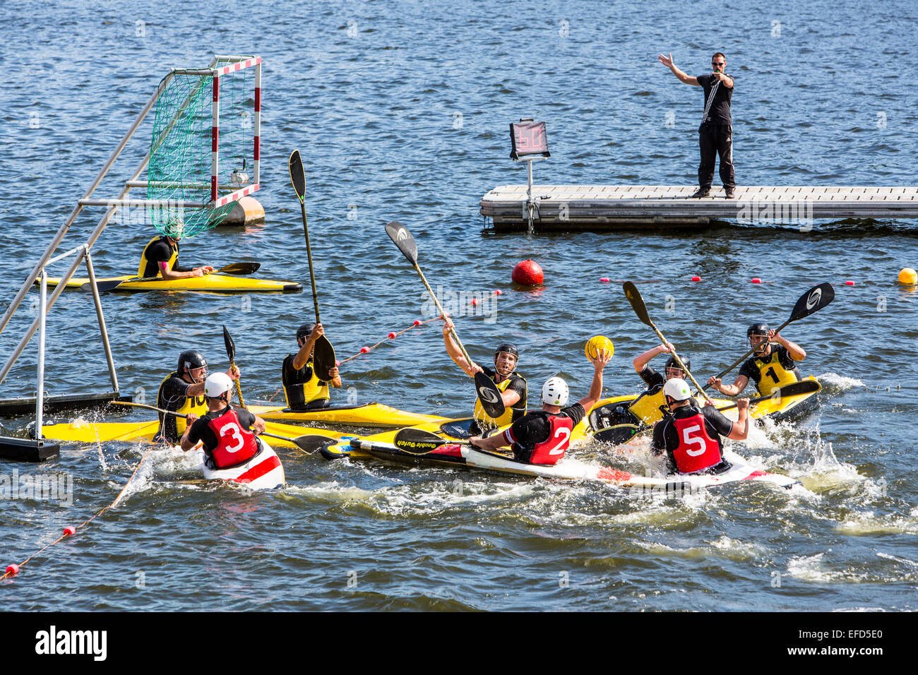 Biggest canoe polo tournament at "Baldeneysee" lake, river Ruhr, in
