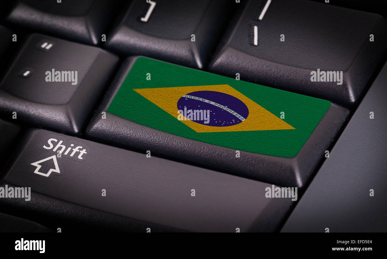 Flag on button keyboard, flag of Brazil Stock Photo Alamy