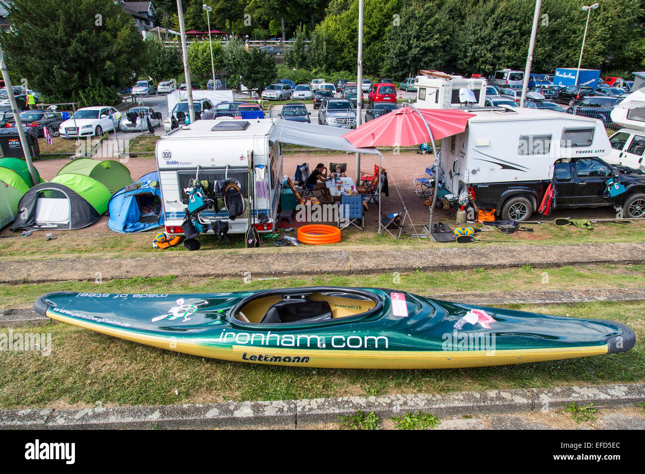 Biggest canoe polo tournament at "Baldeneysee" lake, river Ruhr, in