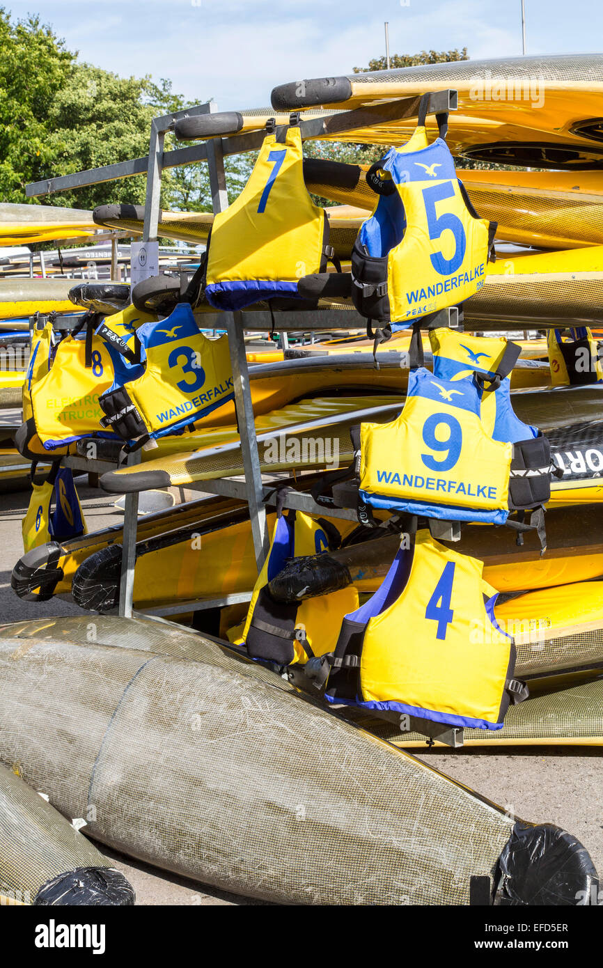 Biggest canoe polo tournament at "Baldeneysee" lake, river Ruhr, in