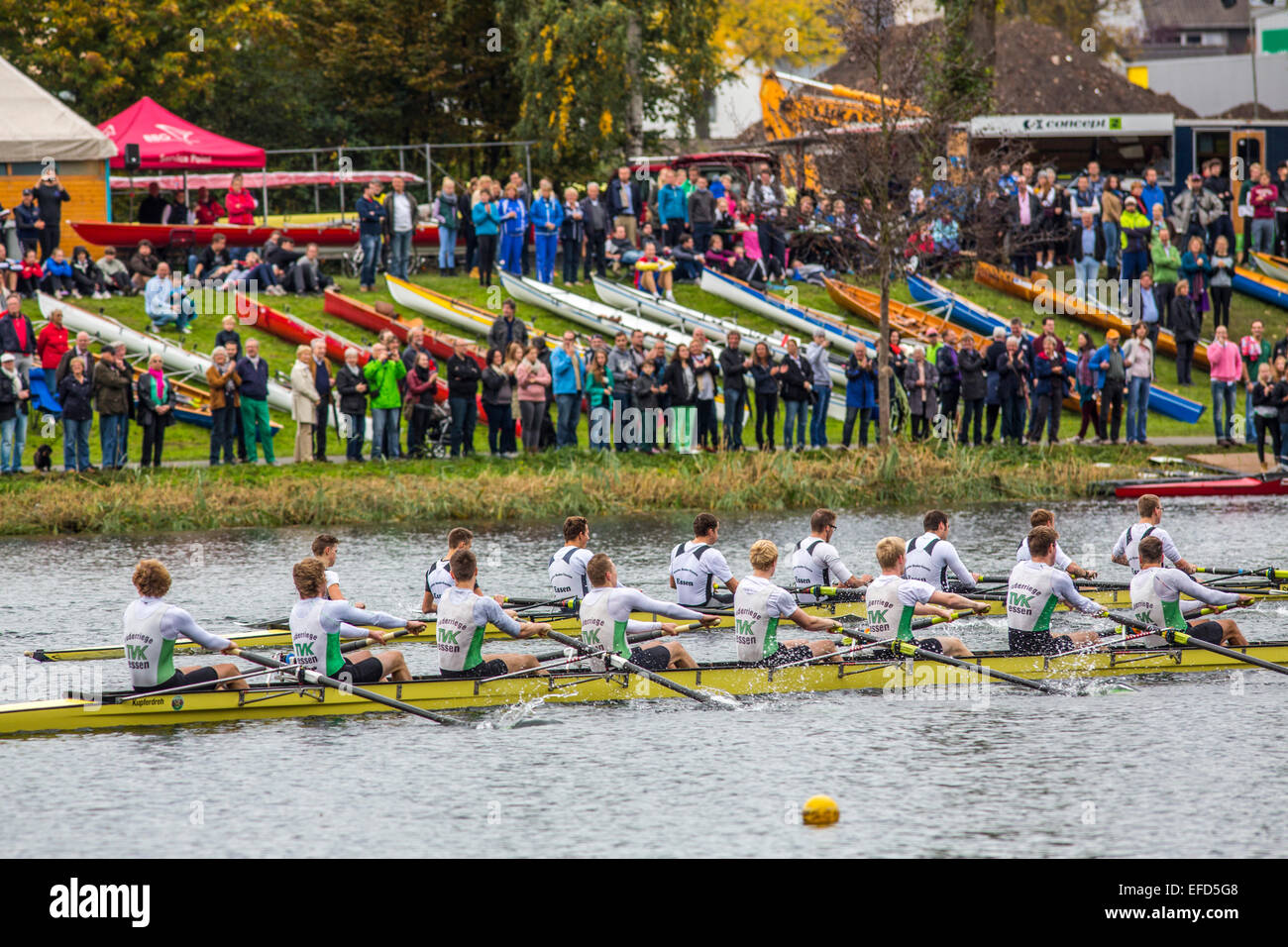 Rowing regatta on river Ruhr, 'Herbstcup' fall regatta, Stock Photo