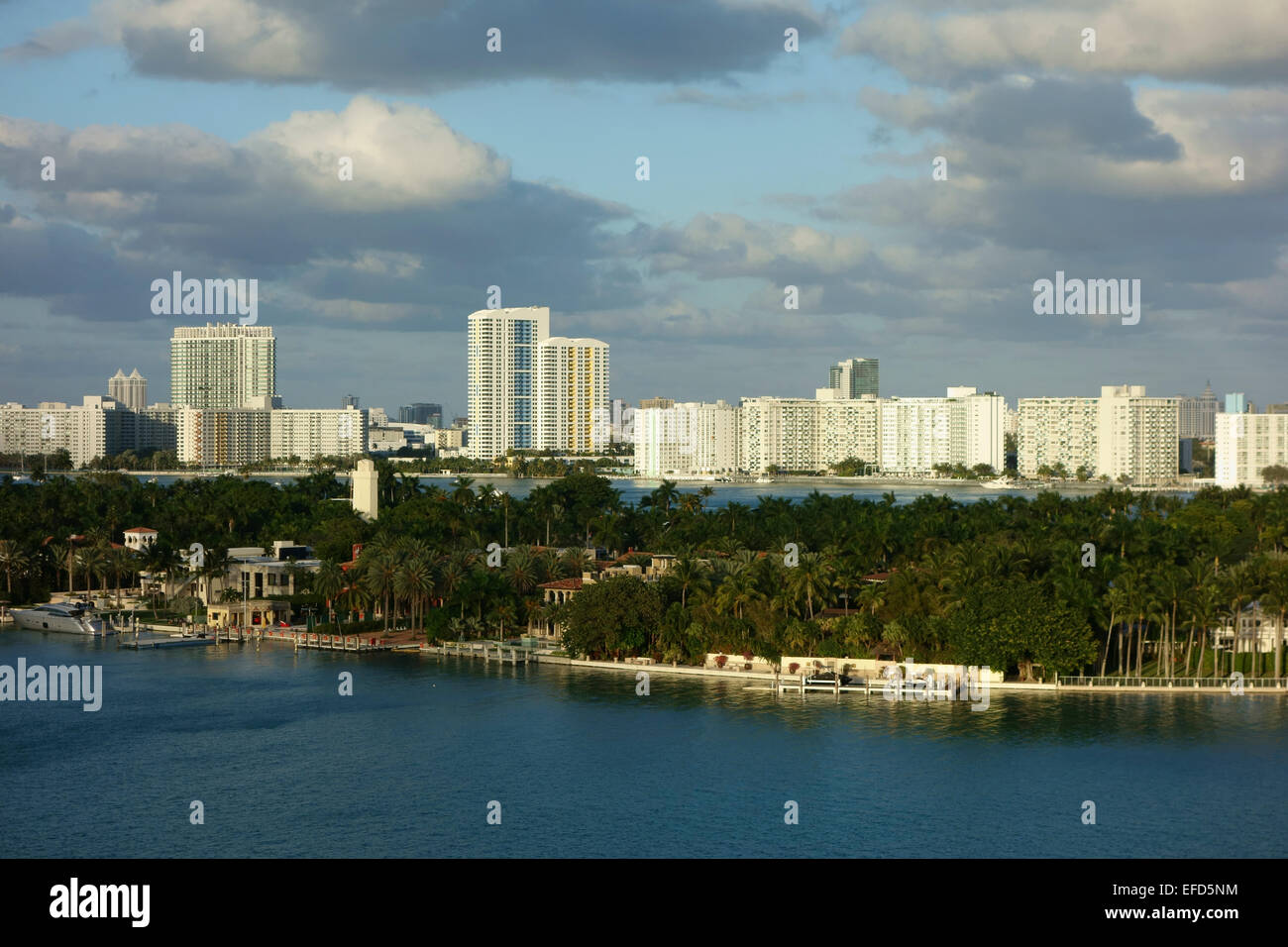 Aerial view of  Star Island and Miami Beach, Miami, Florida, USA Stock Photo