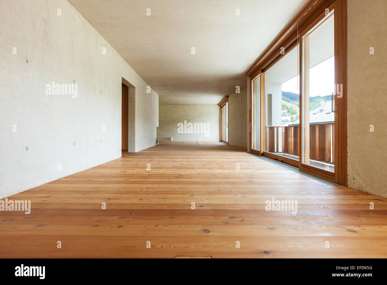new apartment, room with concrete walls Stock Photo Alamy