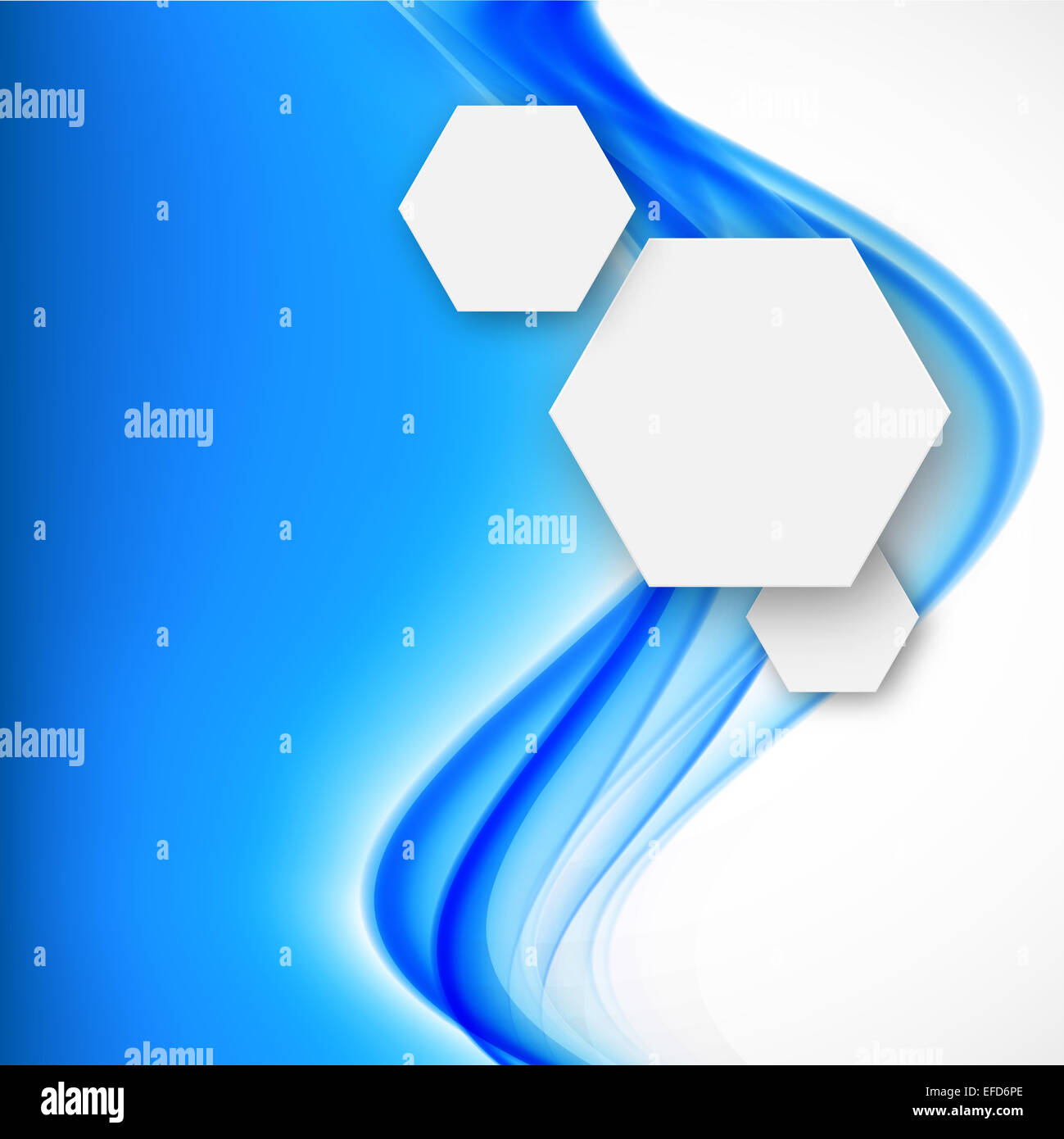 Abstract background with blue waves and paper hexagons Stock Photo - Alamy