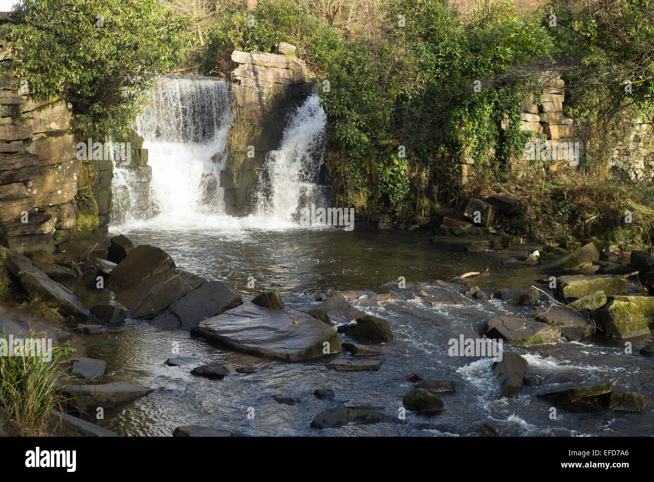 Waterfall At Penllergare Valley Woods Country Estate Swansea Stock Waterfall At Penllergare Valley Woods Country Estate Swansea Stock