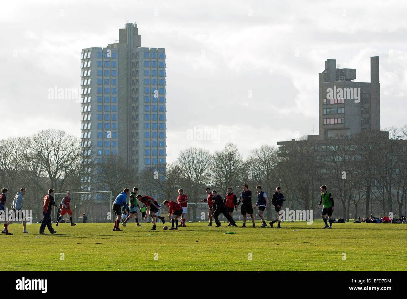 University sport - Rugby Union training in Victoria Park, Leicester, UK Stock Photo