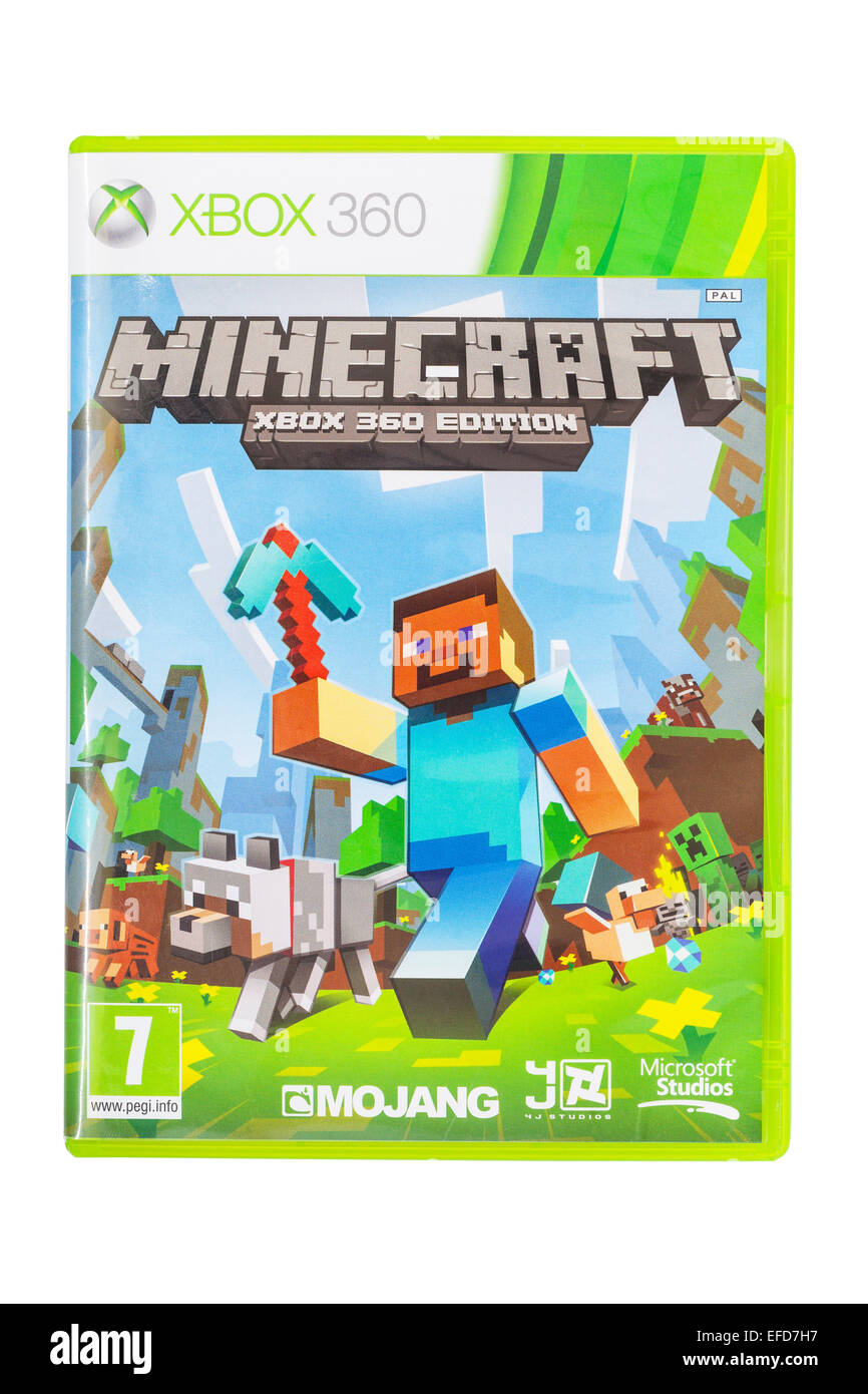 The Microsoft XBOX 360 Minecraft game on a white background Stock Photo