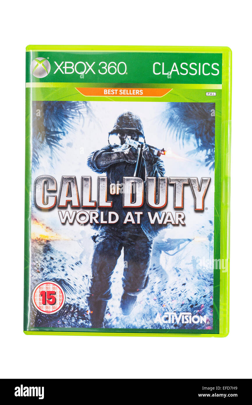The Microsoft XBOX 360 Call of Duty World at War game on a white background Stock Photo