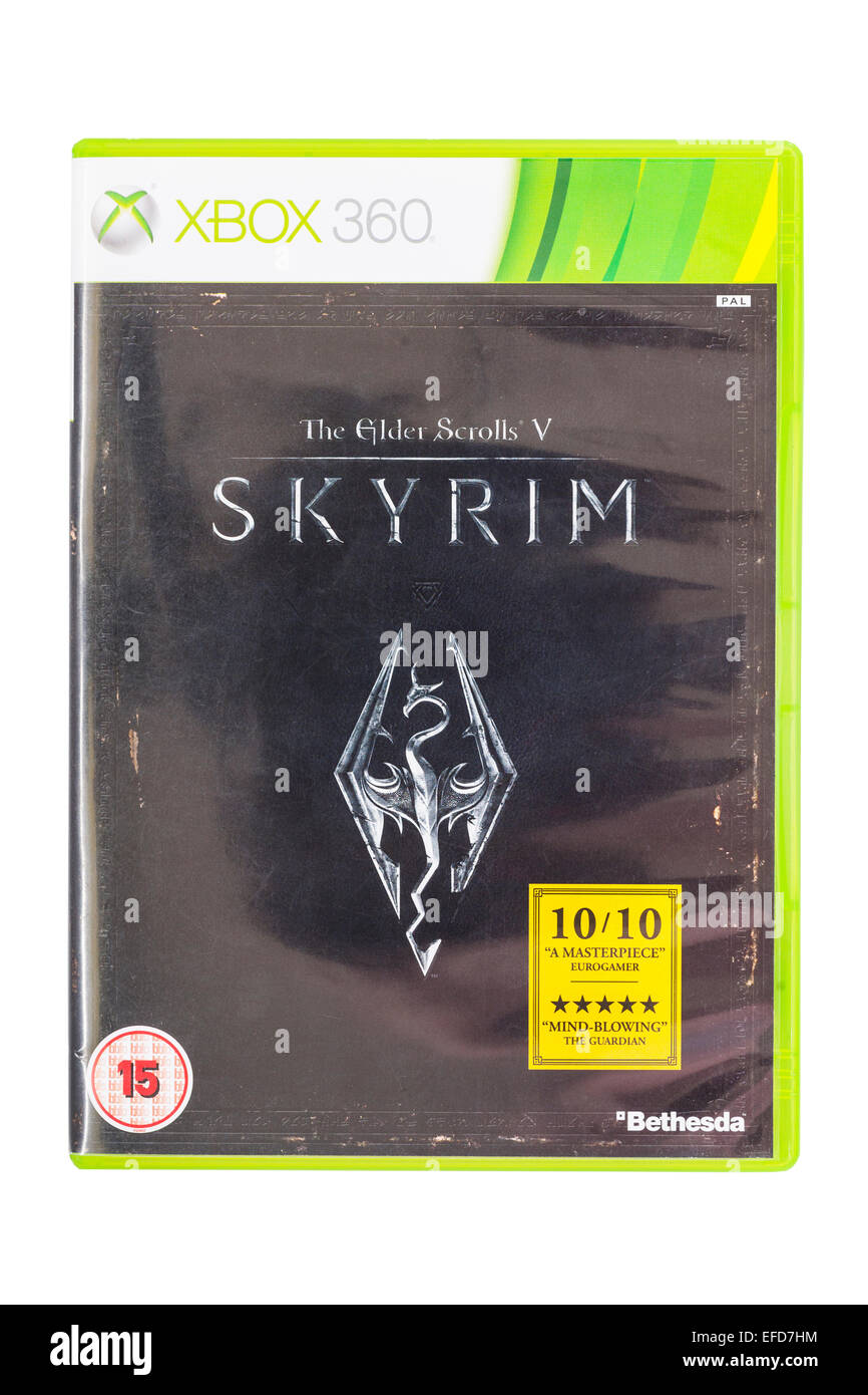 The Microsoft XBOX 360 The Elder Scrolls V Skyrim game on a white  background Stock Photo - Alamy