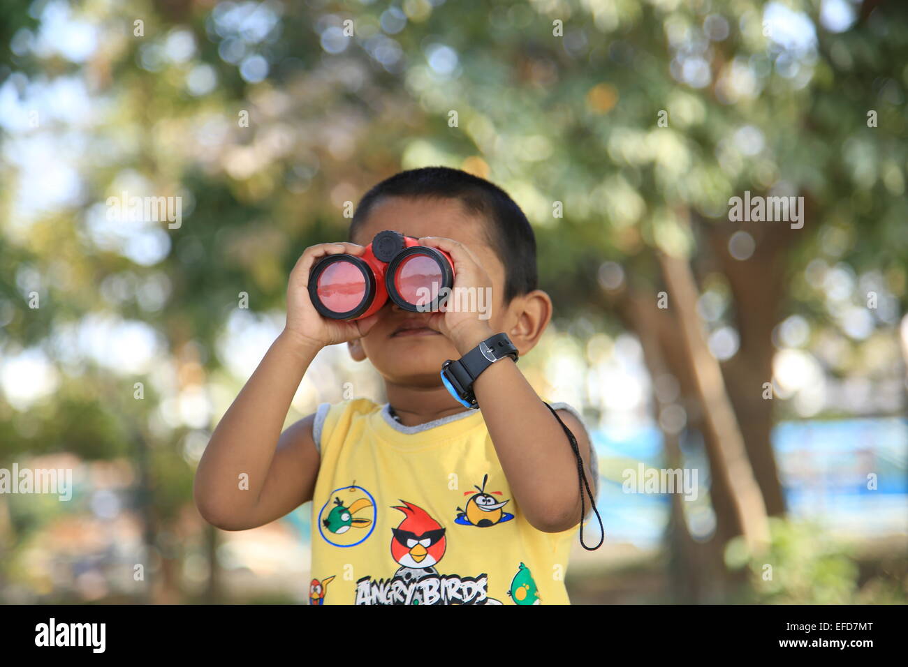 Binocular vision of a boy Stock Photo Alamy