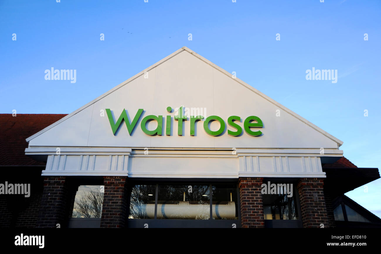 Waitrose supermarket store sign in Hove Sussex UK Stock Photo